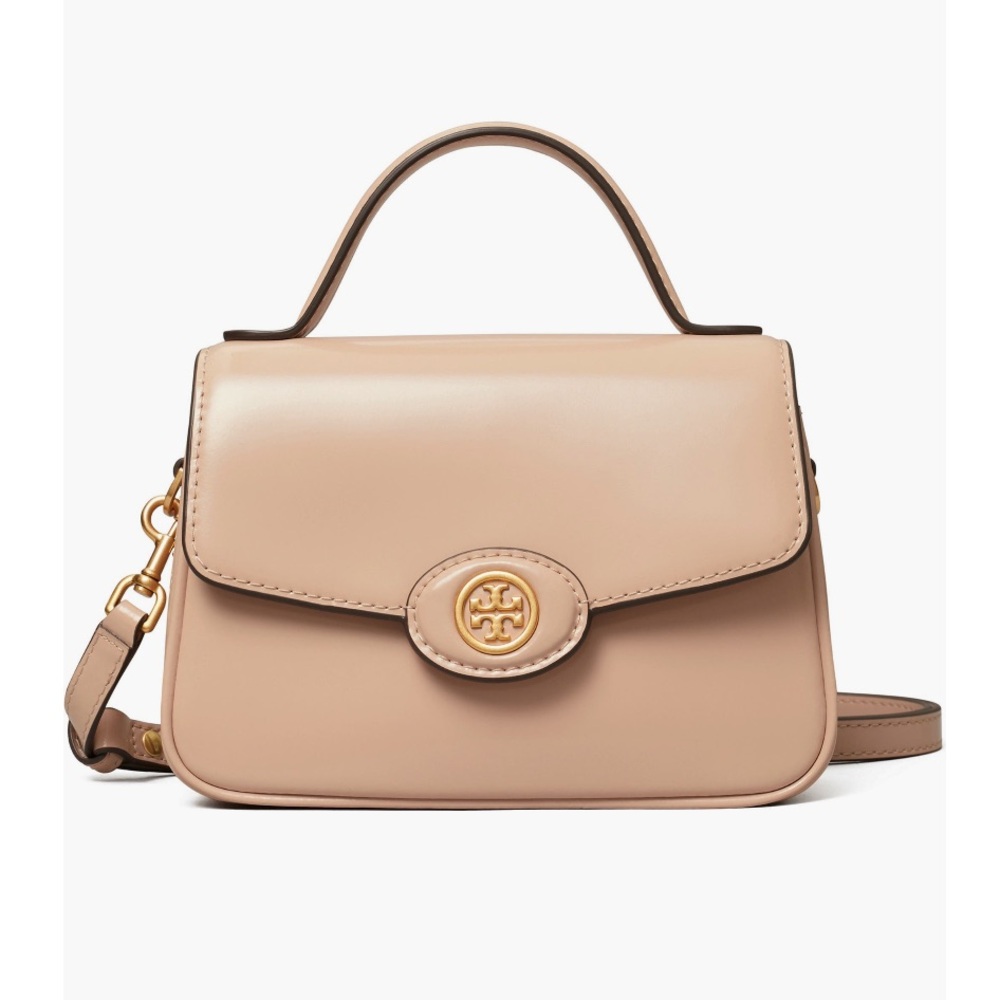 NWT Tory Burch Robinson Spazzolato Small Top-Handle Bag in Blush Pink